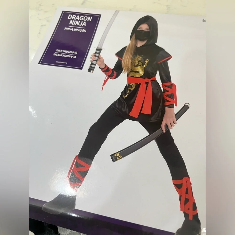 DRAGON NINJA COSTUME FOR KIDS - Black and Red